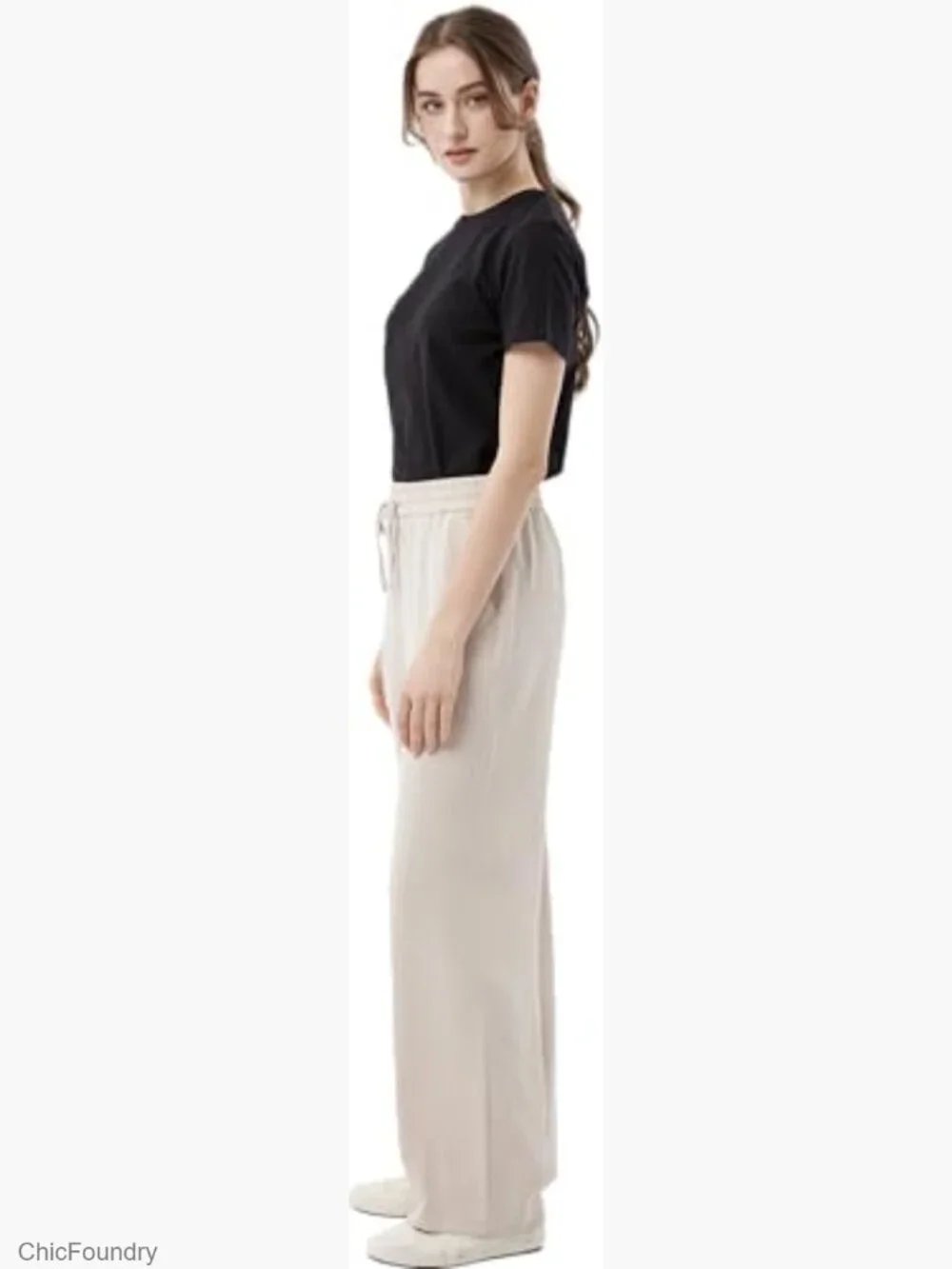 Lightweight Crinkle Palazzo Pants with Adjustable Strap - Picture 7 of 7